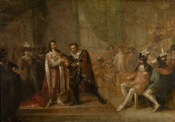 Peter Paul Rubens tager imod et sværd fra Charles I af England, ca. 1808
