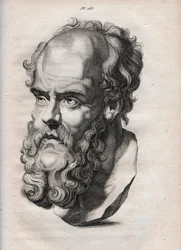 Physiognomy - Physiognomony - den græske filosof Sokrates (ca. 469 f.Kr.-399 f.Kr.) (Buste af Sokrates (ca. 469 f.Kr.-399 f.Kr.), athensk filosof) indgravering fra 1808 i "Kunsten at kende mennesker gennem fysiognomi"" af Johann Gaspar. (Gaspard) Lavater (