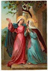 Fromme billede: The Visitation of Mary to Elizabeth (kromolitografi)