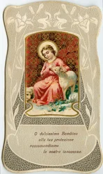 Fromt billede: Jesus med to lam (kromolitografi)