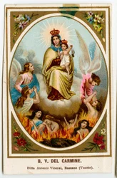 Fromme billede: Vor Frue af Mount Carmel (kromolitografi)