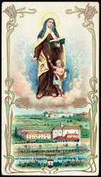 Fromt billede: "" Repræsentation af den hellige Therese af Jesus eller Avila (1515-1582), spansk mystiker og karmelit"" Kromolitografi. Privat samling