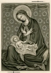 Fromt billede: Jomfruen og Jesus (tryk)