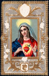 Fromme billede: "" Virgin of Pain""" Mater dolorosa. Dentelee kort. Kromolitografi begyndelsen af det 20. århundrede privatsamling