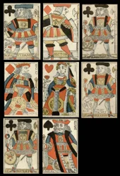 Spillekort med historiske figurer.