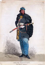 ""Portræt af Denis Davydov (Davidoff) (1784-1839)"" Anonym gravering 1813 Dim 32,7x23 cm Privat samling