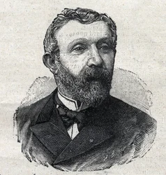 Portræt af Alfred Mezieres (1826-1915), fransk litteraturhistoriker, journalist og politiker. Indgravering i "Le Petit Parisien"