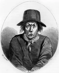 Portræt af Antoine Simon (1736-1794), skomagermester og fransk revolutionær, vogter for Ludvig XVII i Temple i 1793 - Gravure fra 1863 i «The Red Book - Histoire de l