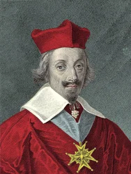 Portræt af Armand Jean Du Plessis, kardinal De Richelieu (1585-1642) Tavle og fransk politiker