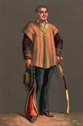 Portræt af BENITO PABLO JUAREZ (1806-1872) mexicansk statsmand og revolutionær. Kromolitografi Privat samling