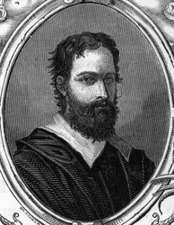 Portræt af Bartolomeo Ramenghi Bagnacavallo (ca. 1484-1542), italiensk maler. gravering af 1859 i "" gallerierne i Europa - Italien "" af armengaud. Privat samling.