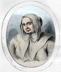 Portræt af Catherine Monvoisin (La Voisin) (1640-1680) - Giftmordsaffæren: Catherine Deshayes, Monvoisins hustru og kaldet La Voisin (1640-1680) - Gravering fra 1863 i «Le Livre Rouge - Histoire De L