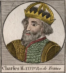 Portræt af Charles II den Skaldede (823-877), konge af Frankrig - Charles II (823-877) den Skaldede - gravering fra "Instruction sur l
