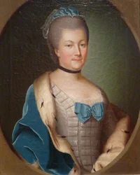 Portræt af grevinde Palatine Caroline af Zweibrücken, ca. 1750 (olie på lærred)