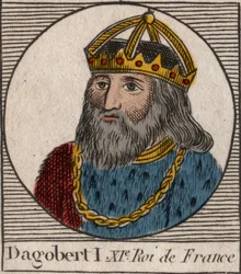 Portræt af Dagobert, frankernes konge fra 628 til 638 - Dagobert (605-39) Frankernes konge - gravering fra "Instruction sur l