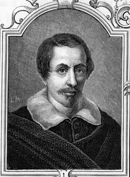 Portræt af Daniele Crespi (1598-1630) italiensk maler. Gravering af 1859 i "" gallerierne i Europa - Italien"" af Armandaud. Privat samling.