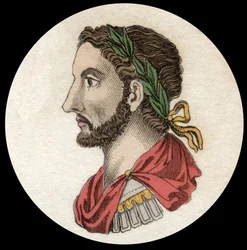 Portræt af kejser Antoninus Pius (86-181). Indgravering af det 19. århundrede. Milanese