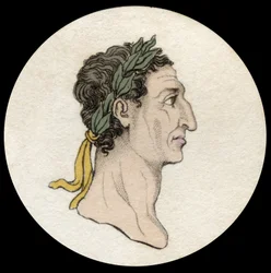 Portræt af kejser Nerva (Marcus Cocceius Nerva) (26-98 e.Kr.). Indgravering af det 19. århundrede. Milanese
