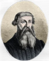 Portræt af Etienne Dolet, fransk lærd, oversætter og printer - portræt af Etienne Dolet (1509 -1546), fransk forfatter, digter, trykker, humanist - Indgravering af 1863 i "Le Livre Rouge - Histoire De L