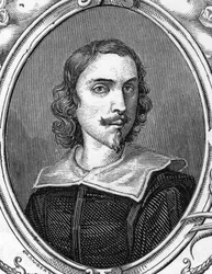 Portræt af Francesco Albani (1578-1660) sagde den albanske, italienske maler. 1859 gravering i "" gallerierne i Europa - Italien"" af Armandaud. Privat samling.