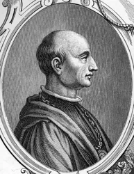 Portræt af Gentile Bellini (1429-1507), italiensk maler. gravering af 1859 i "" gallerierne i Europa - Italien "" af armengaud. Privat samling.