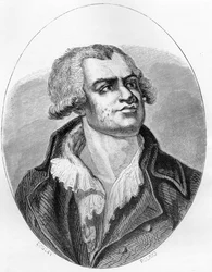 Portræt af Georges Danton (1759 - 1794) taler og politiker - Indgravering af 1863 i "Den røde bog - Histoire De L