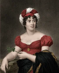 Portræt af Germaine Necker, baronesse af Stael Holstein kaldet Madame de Stael (1766-1817)