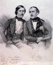 Portræt af Giovanni Bottesini (til venstre) og Luigi Arditi (gravering