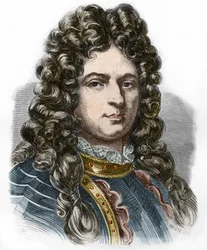 Portræt af Jean Bart (1650 - 1702), fransk kaper. Gravering af det 19. århundrede. Privat samling.
