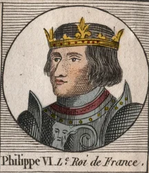 Portræt af Philippe VI af Valois (1294 - 1350), Konge af Frankrig - Philip VI af Valois (1293-1350) Konge af Frankrig - gravering fra "Instruction sur l