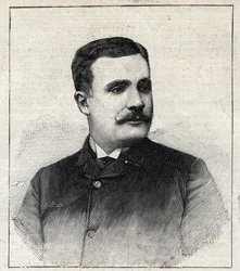 Portræt af Pierre Decourcelle, fransk forfatter (1856-1926). Gravering i "" Le Petro Parisien""
