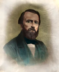 Portræt af Pierre Larousse (1817-1875) grammar et lexicographe (vokabular) francais Gravering af det 19. århundrede Privat samling