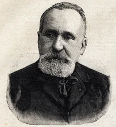 Portræt af Pierre Puvis de Chavannes (1824-1898), fransk maler og på daværende tidspunkt formand for Société Nationale des Beaux-Arts. Stik i »Le Petit Parisien«