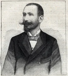Portræt af Pierre Sales (1854? -1921?), en fransk forfatter. Gravering i "" Le Petro Parisien""