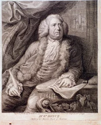 Portræt af den engelske komponist William Boyce (gravering. 1700-tallet)