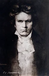 Portræt af den tyske komponist Ludwig van Beethoven (stik