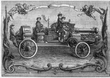 Projekt af monsterkanonen omkring midten af det 18. århundrede. Reduktion til en fjerdedel af en hollandsk gravering af I. W. B. del Gabriel Bodenher "" Sculps. et excud.”” Augustus Vind. (Fra et stykke fra Gaston Tissandiers samling). Gravering i ""