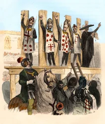 Afstraffelse af sømmet i det 16. århundrede. Illustration i "" Mysteres of the Inquisition and Other Secretive Societies of Spain"" Af Victor de Fereal, Suberwick, Manuel Galo de Cuendias