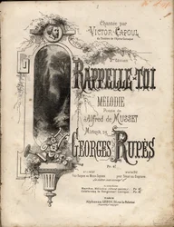 Partitur af "" husk-se"" melodi af Georges Rupes efter en poesi af Aldre de Musset. Privat samling.