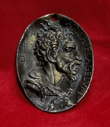 Sølvmedalje med billedet af Attila (395-453), hunernes konge, guds blomst. Paris, Louvre-museet