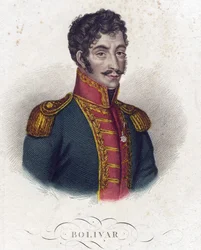 Simon Bolivar (1783-1830) - Anonym - 1825 - Radering, akvarel - 16,6x12 - Privat samling