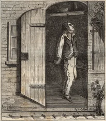 Selvmord i straffekolonien i Rochefort i 1840. Stik i “Histoire des bagnes depuis leur création à nos jours” (1877) af Pierre Zaccone (1817-1895) (Straffekoloni). Privatsamling.