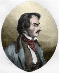 Den franske digter og morder Pierre François Lacenaire (Lacenaire) - Pierre François Lacenaire (1803-1836), dandy, digter, fransk litterat - stik fra 1863 i “Le Livre Rouge - Histoire De L