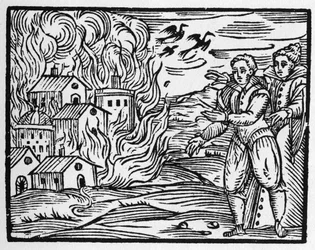 Troldmændenes forbandelse, der brænder byen - "" Compendium Maleficarum"", omhandler hekse, deres ondskab og deres sortileges af Francesco Maria Guazzo eller Guaccio eller Guaccius (15?? -16??) 1608 privatsamling