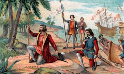 Landingen af Christopher Columbus (Christopher Columbus, Cristoforo Colombo, Cristobal Colon) (1451-1506) i den nye verden