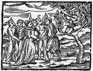 Heksene på sabbatten, der danser til lyden af violinen - "Compendium Maleficarum", handler om heksene, deres ondskab og deres sortileges af Francesco Maria Guazzo eller Guaccio eller Guaccius (15?? -16??) 1608 Privatsamling