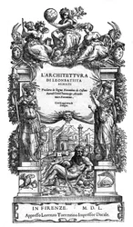 Titelside "" Leon Battistas arkitektur (Leon Battista) Alberti: oversat til florentinsk sprog af Cosimo Bartoli "" de 1550. (De Architectura) (arkitektur)
