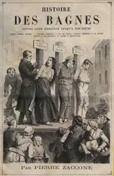 Titelblad til bogen "Historie om fanger fra deres skabelse til i dag" (1877) af Pierre Zaccone (1817-1895).