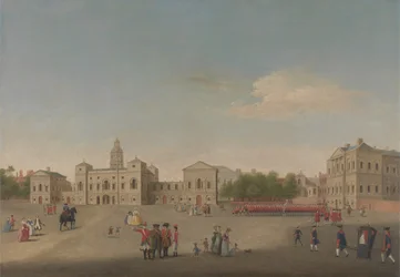 Udsigt over Horse Guards og Whitehall, ca. 1750 (olie på lærred)