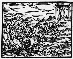 Hekse, der afskrækker de døde på en kirkegård - "" Compendium Maleficarum"", handler om hekse, deres ondskab og deres sortileges af Francesco Maria Guazzo eller Guaccio eller Guaccius (15?? -16??) 1608 privatsamling